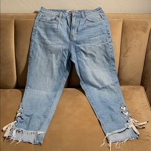 high rise denim jeans